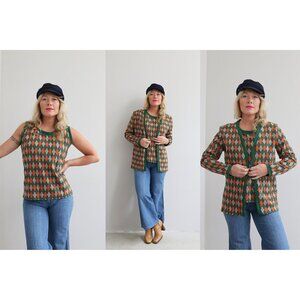 Geometric Patterned Sweater Set